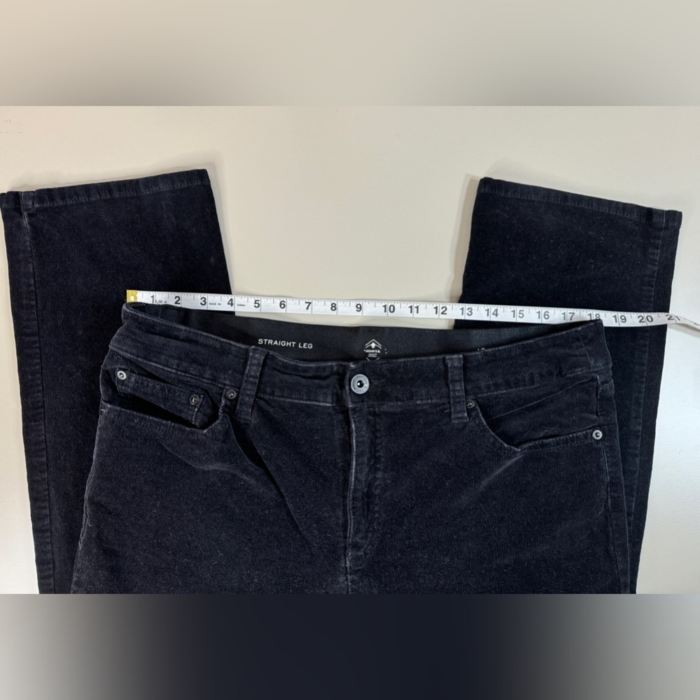 Corduroy Black Pull On Straight Leg Womens 16 Spooky Fall Witchy Comfort Stretch - Picture 3 of 13